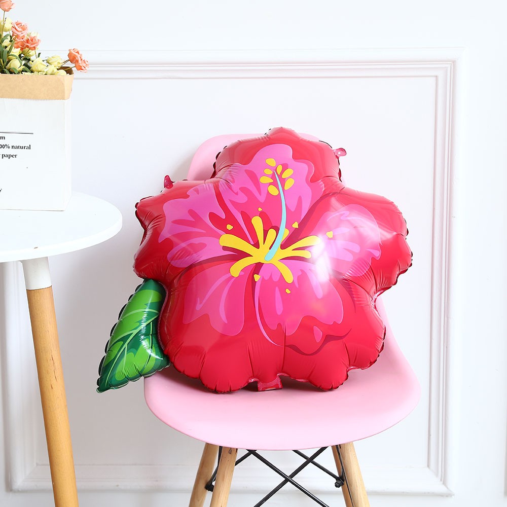 Hibiscus Foil Balloon Set Hot Pink Yellow Purple Hibiscus Balloon Summer Tropical Birthday Hawaii Baby Shower Party Decoration