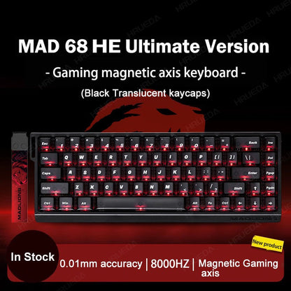 Teclado Gamer Switch Magnético MADLIONS MAD 60/68HE Com Fio Drive Web Custom 8K 61/68 Retorno RT Ajustável Hot Swap