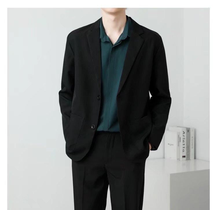 Men Suit Jackets Blazer Coat Slim Fit Smart Casual Autumn New Fashion Clothing Two Buttons Solid Color Korean Black/Khaki/Coffee