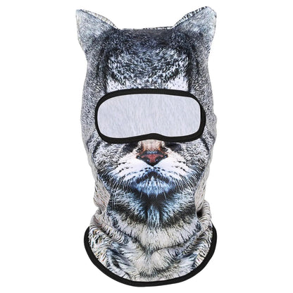 Cute 3D Cat Balaclava Full Face Hood for Men Women, Animal Ski Mask for Snowboard Motocross, Winter Warm Face Cover Gift