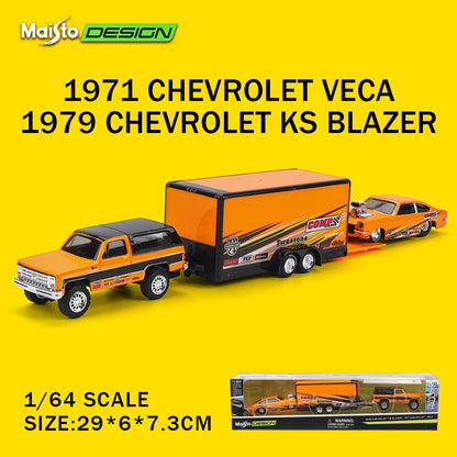 Maisto 1:64 1979 Chevrolet® K5/Car Traller/1971 chevrolet vega Blazer die-cast precision model car Model collection gift