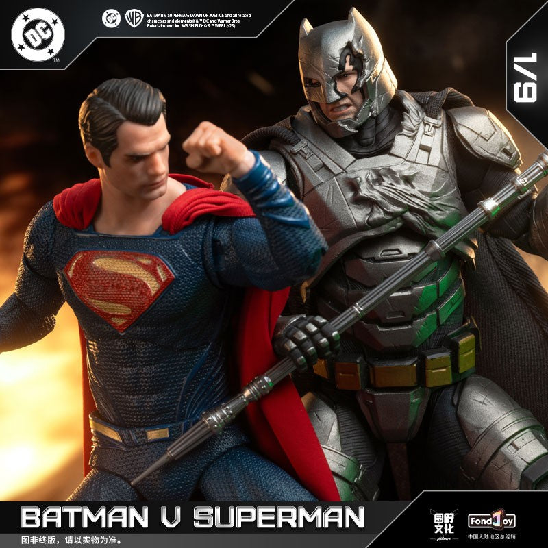 Novo conjunto de figuras Fondjoy BVS, Boneco de Ação Batman Blindado, Superman com Armadura Danificada 1/9 Batman V Superman: A Origem da Justiça DC Toys