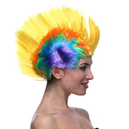 Peruca Sintética Resistente ao Calor Crista de Galo Cabeça Cosplay Chapéu de Festa Engraçado Colorido para o Dia da Mentira e Halloween