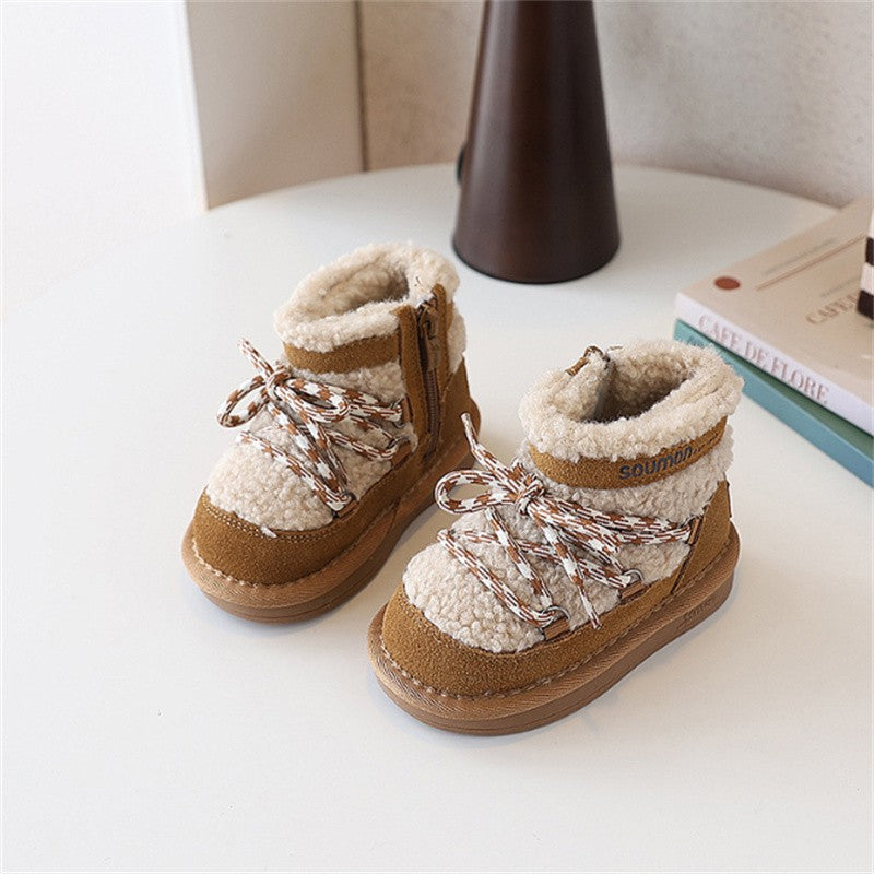 2025 New Winter Children Snow Boots Warm Plush Rubber Sole Toddler Kids Sneakers Infant Shoes Fashion Boys Girls Boots EU 21-30