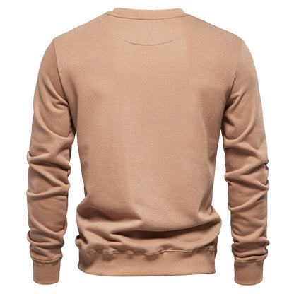 AIOPESON Cotton-blend Mens Crew Neck Solid Color Sweatshirts Pullover Casual Sport Sweatshirt for Men