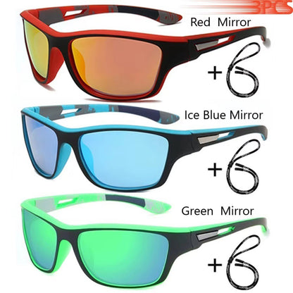 Fashion Polarized Sports Sunglasses With Chain Men Women Brand Designer Retro Sun Glasses Cycling Climbing Fishing UV400 Eyewear