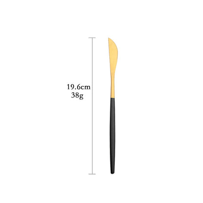 Talheres de Aço Inoxidável Preto Dourado Kit de Talheres Faca de Jantar Colher de Café Garfo Garfo de Salada Colher Faqueiro
