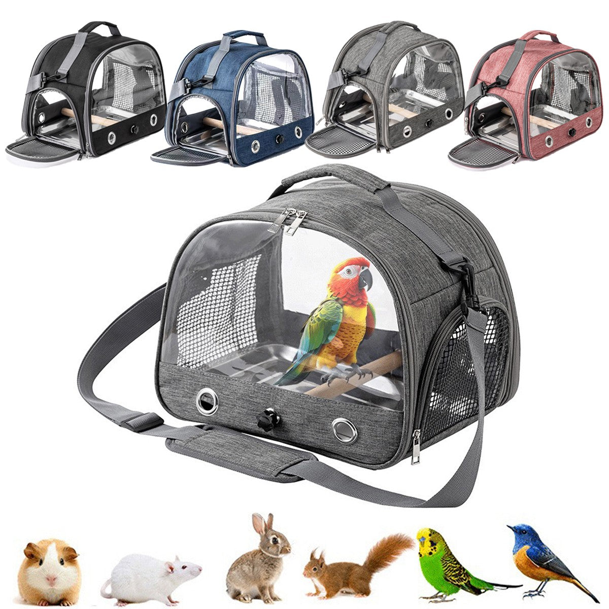 Bolsa de transporte portátil para pássaros pequenos, para papagaios, periquitos, com janela lateral de acesso, dobrável, para uso externo