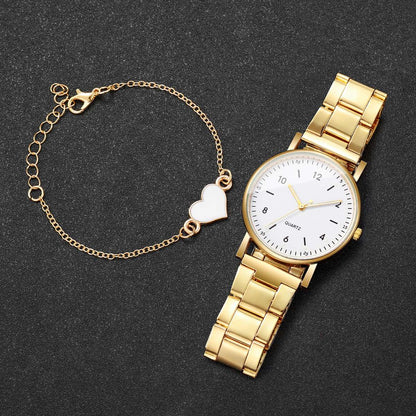 2/4PCS Fashion Arabic Dial Women Watches Simple Quaretz Wristwatch with Bracelets Set Reloj Mujer?Without Box?