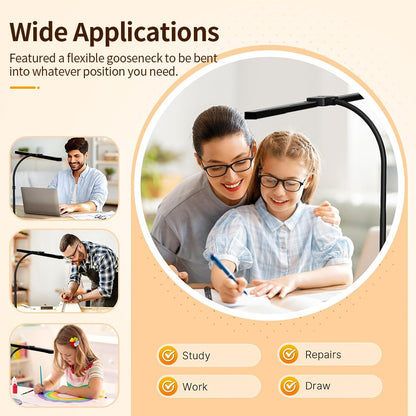 Led Desk Lamp with Clamp Architect Desk Lamp for Home Office 24W Ultra Bright Auto Dimming PC Light Stepless Dimming Table Light