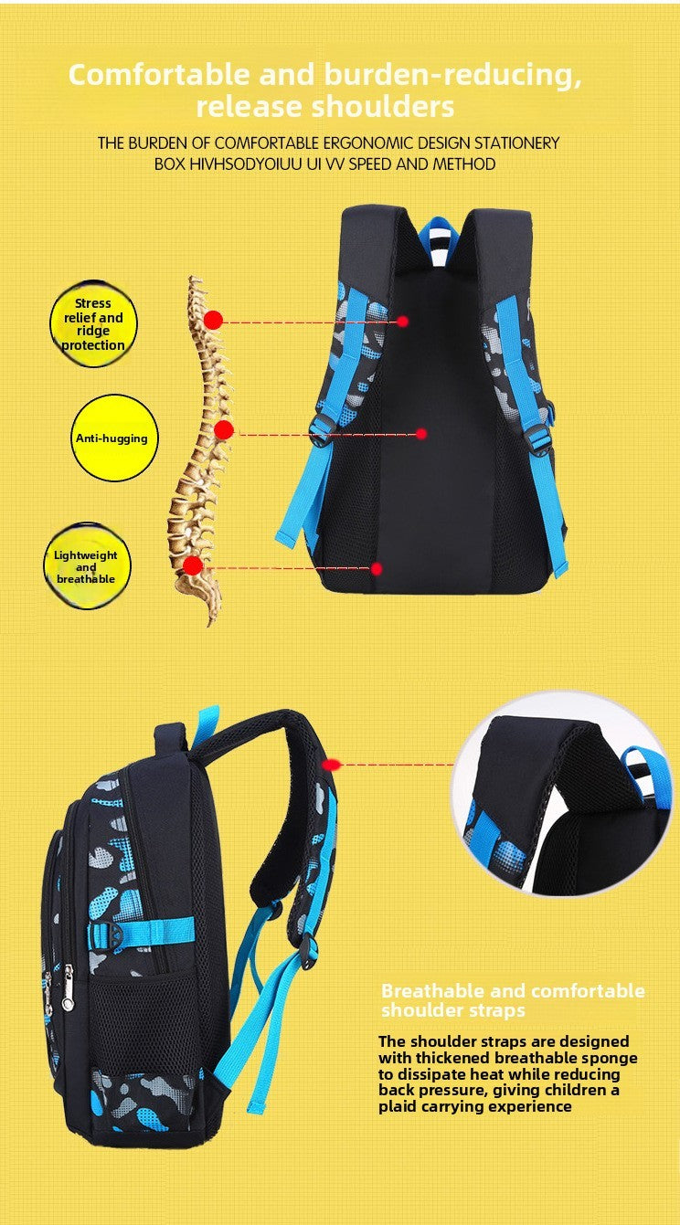 Mochila Escolar Impermeável Leve para Crianças de 6 a 12 Anos Durável Grande Capacidade para Livros Meninos Meninas254