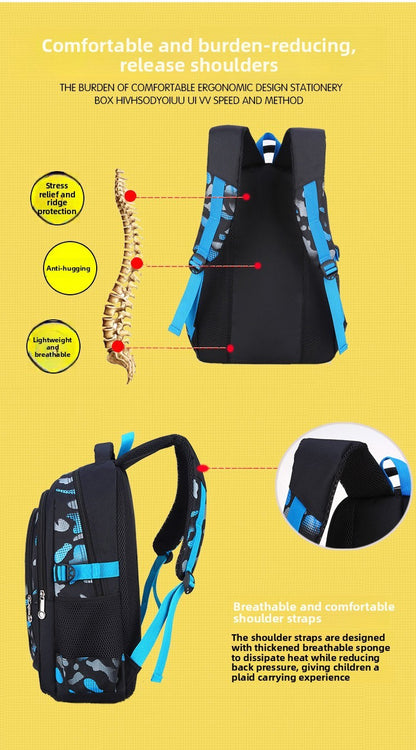 Mochila Escolar Impermeável Leve para Crianças de 6 a 12 Anos Durável Grande Capacidade para Livros Meninos Meninas254