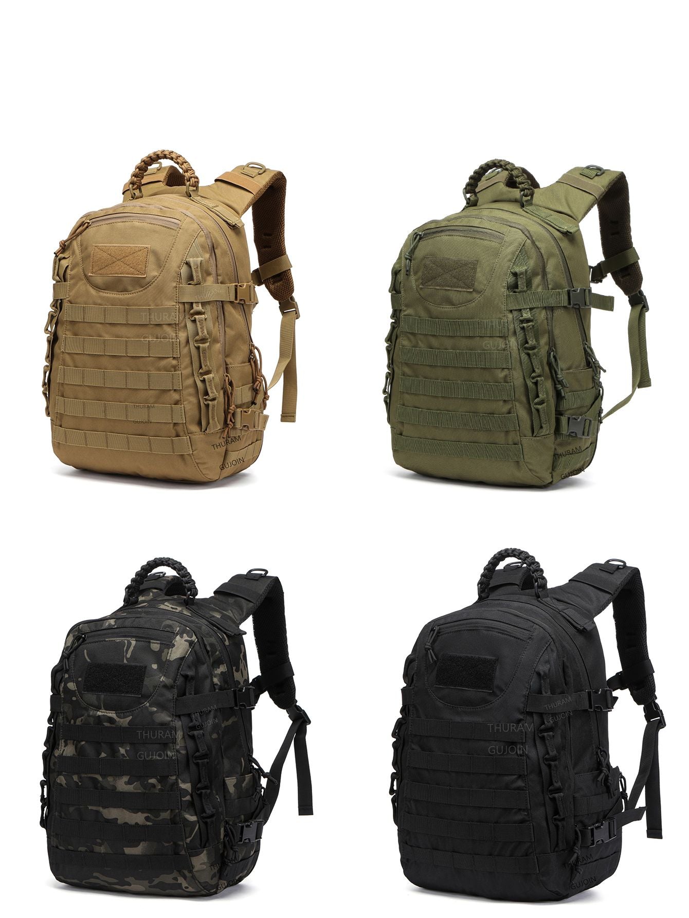 Mochila Tática de 38L, Estilo de Mochila de Grande Capacidade Impermeável para Exterior com Sistema MOLLE, para Caminhada, Acampamento, Viagem ou Mochila de Fuga