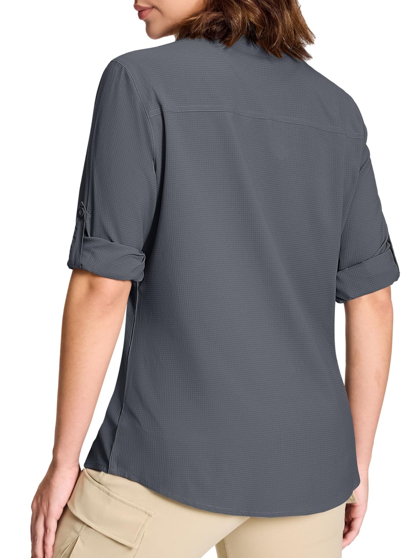 TACVASEN Womens UPF 50+ Fishing Shirts UV Block Quick Dry Long Sleeve Cargo Shirts Breathable Mesh Outdoor Trekking Hiking Shirt