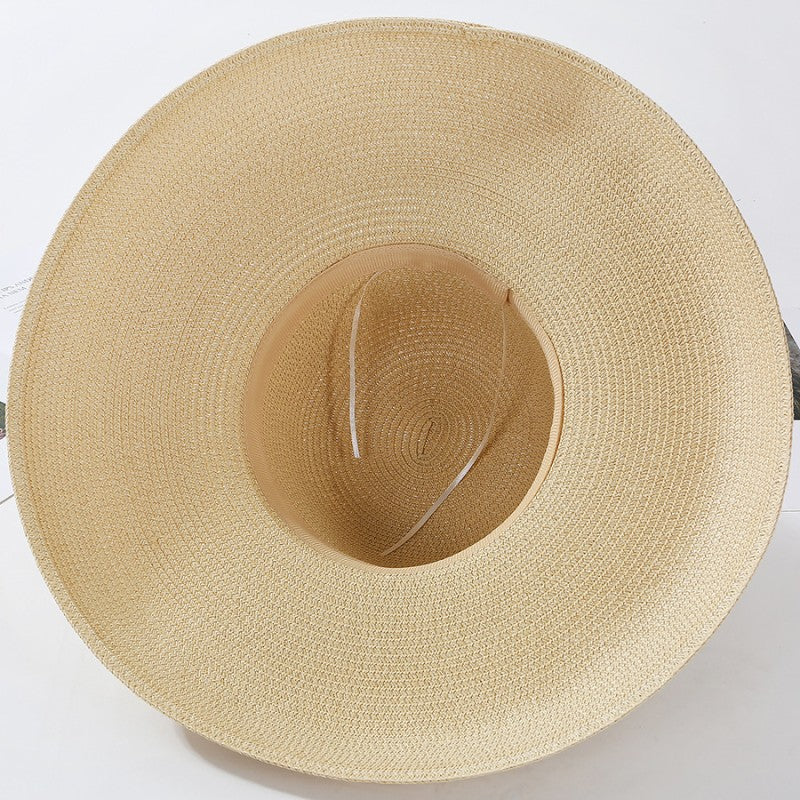 2023 New Summer Sun Hats Ladies Solid Plain Elegant Wide Brim Hat Female Round Top Panama Floppy Straw Beach Hat Women ????