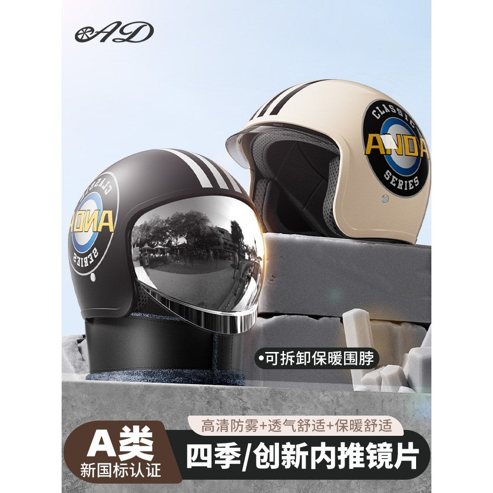 Capacete de motocicleta elétrica AD para homens e mulheres Certificação GB geral Capacete de carro a bateria Capacete meio-aberto de inverno quente