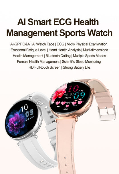 NEW Women Smartwatch 1.32inch AMOLED Screen ECG Sport Watch Blood Pressure Micro physical examination AI dial Health Smart Watch