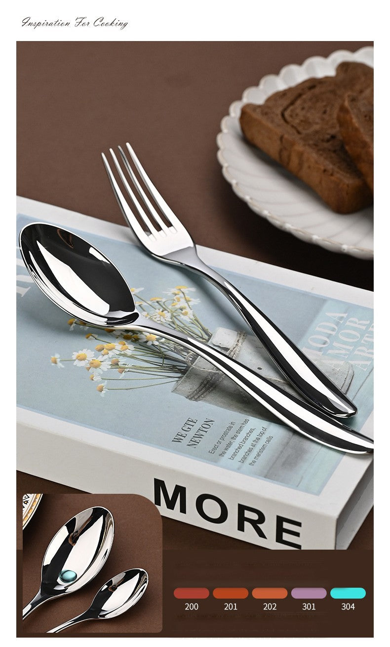 5Pcs 304 stainless steel cutlery set steak knife and fork Hotel restaurant kitchen Home commercial high-end dinnerware