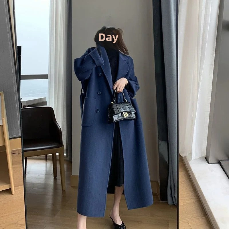 New Hot Sale Of The Season Women's Woolen Coat plus Size over Knee Length Loose Fit Slimming High End Fashionable Polyester Fibe