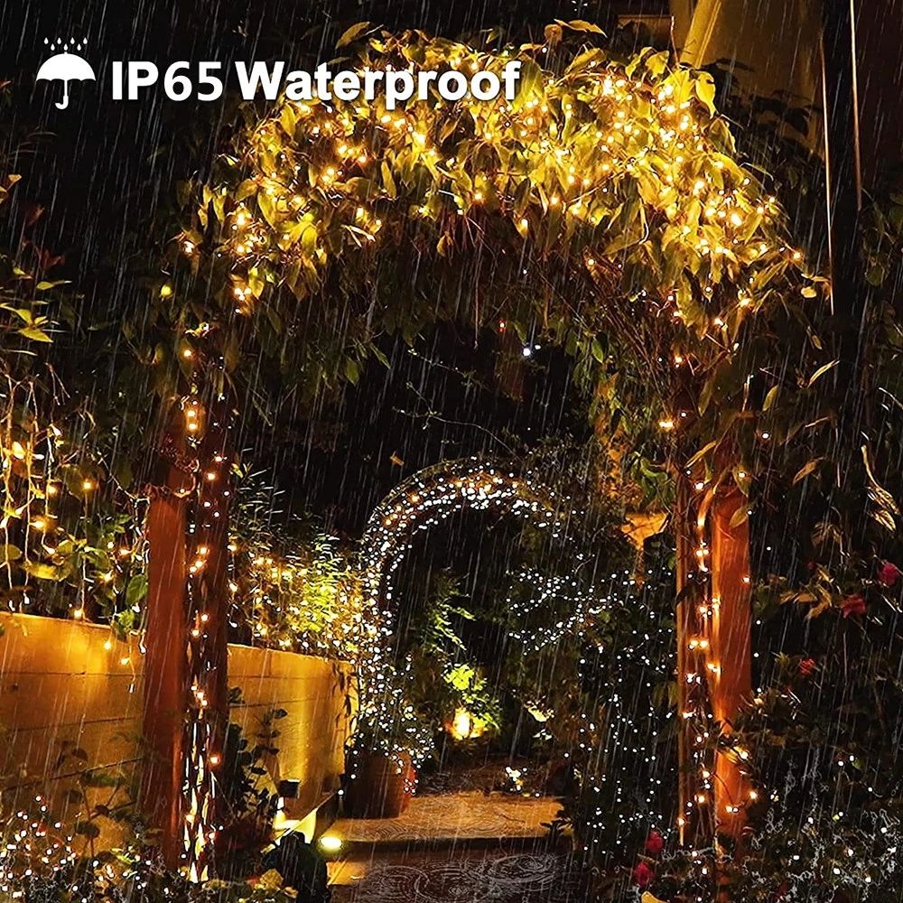 2 Pack LED Solar Light Outdoor Waterproof Copper Fairy Garland String Lights Christmas Party Garden Solar Lamp Decoration 12/22M