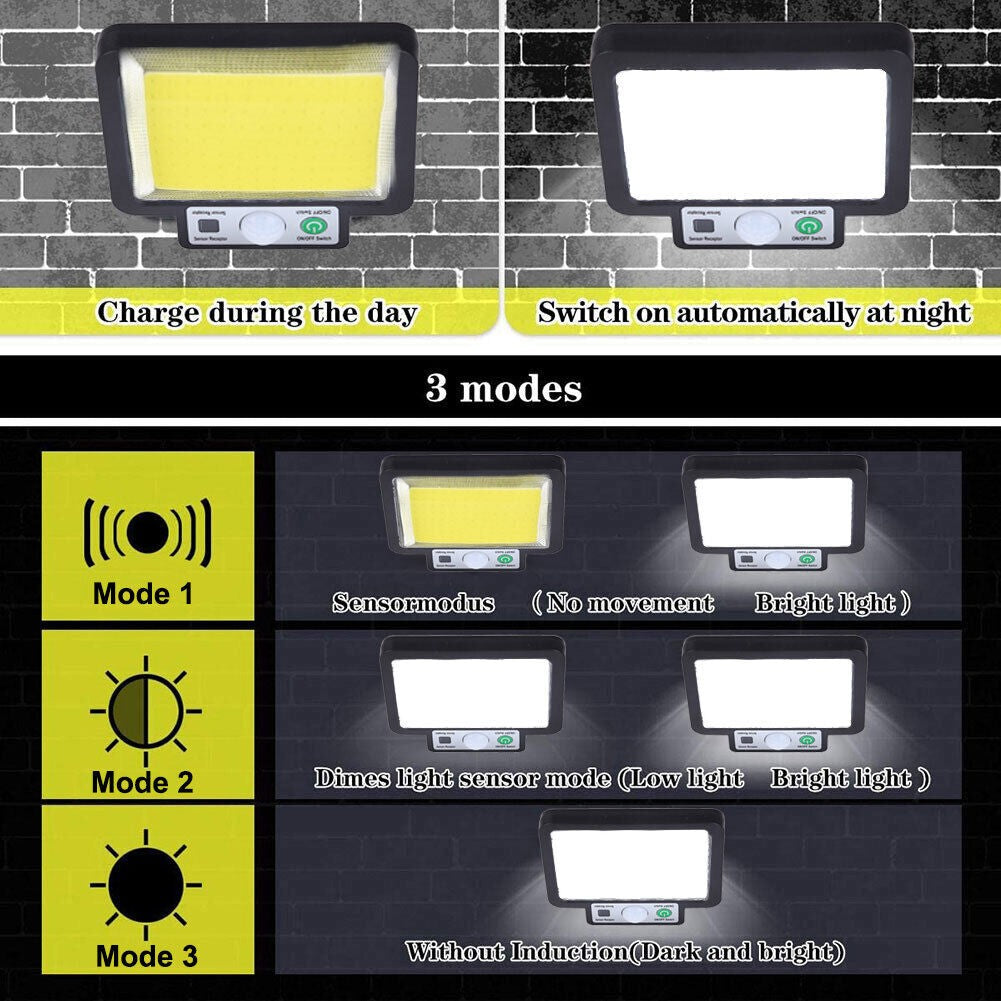117 COB Solar Wall Lamp Motion Sensor Led Solar Lights 3 Modes with Remote Control Outdoor Waterproof Lamp for Garden Yard Decor