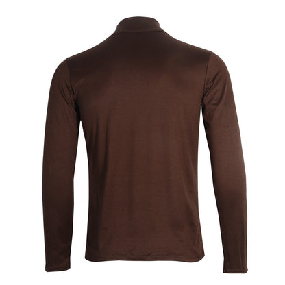 Men's Solid Color Turtleneck T-Shirt Spring Casual Long Sleeve Basic Bottoming Shirt Fashion Solid Color Slim-Fit Tops Plus Size