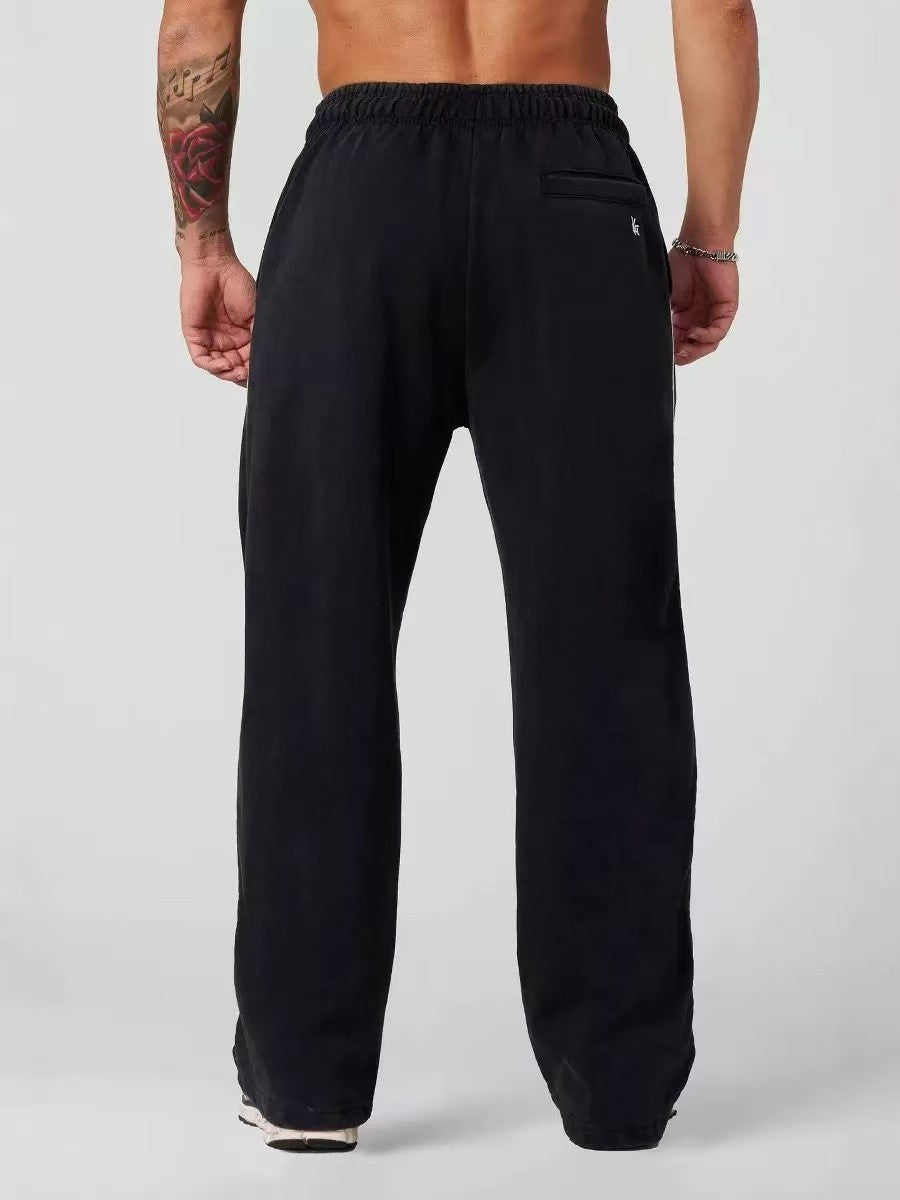 Men's Cotton Blend Elastic Waist Sports Casual Trousers Stretchy Sweatpants Solid Color Jogger for Daily Wear Running Streetwear