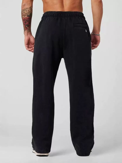 Men's Cotton Blend Elastic Waist Sports Casual Trousers Stretchy Sweatpants Solid Color Jogger for Daily Wear Running Streetwear
