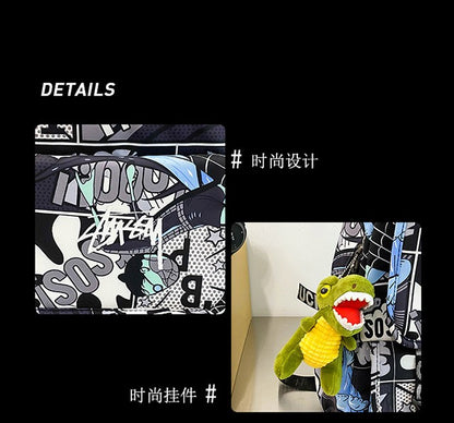 Mochila Anime Masculina e Feminina de Grande Capacidade One Piece Luffy Graffiti Estampada para Alunos do Ensino Médio