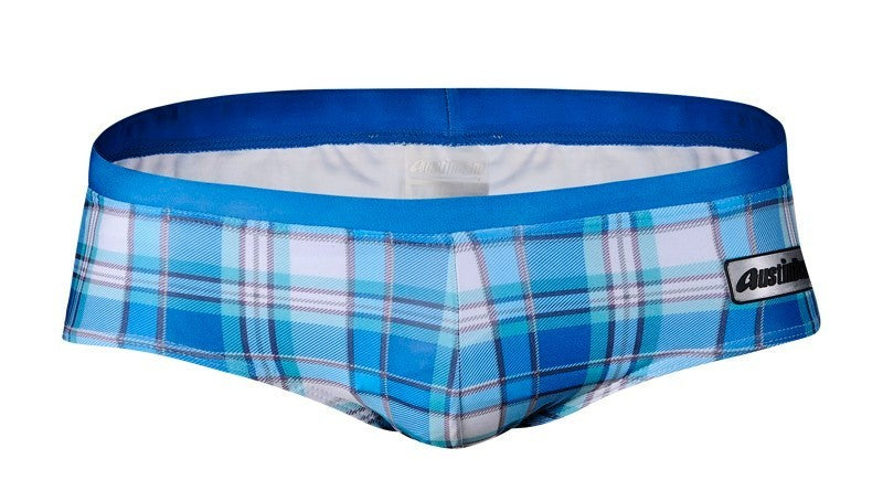 GANYANR Brand Swimming Trunks Swimwear Men Sunga Swimsuit Bikini Gay Sexy Swim Shorts Plaid Briefs Low Waist Bulge Pouch 2017