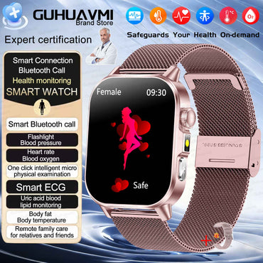 2026 New AI Health Diagnosis Smart Watch Body Analysis Uric Acid Blood lipids ECG+PPG Blood pressure call Smart watch Men Women