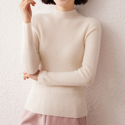New women's sweater 100% pure cashmere high neck knitted pullover Korean version slim fit hot selling fashionable sweater