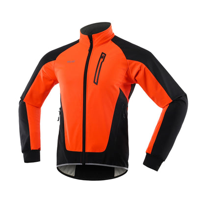 Arsuxeo Men Cycle Jacket Waterproof Windproof Thermal Fleece Bike Jersey MTB Bicycle Riding Running Autumn Winter Jacket Coat