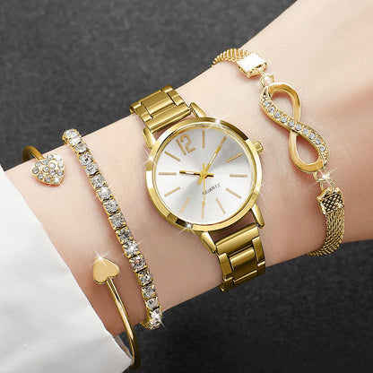 4pcs/set Women's Light Luxury Elegant Quartz Temperament Watch Casual Sports Style Quartz Watch With Bracelet (Box Not Included)