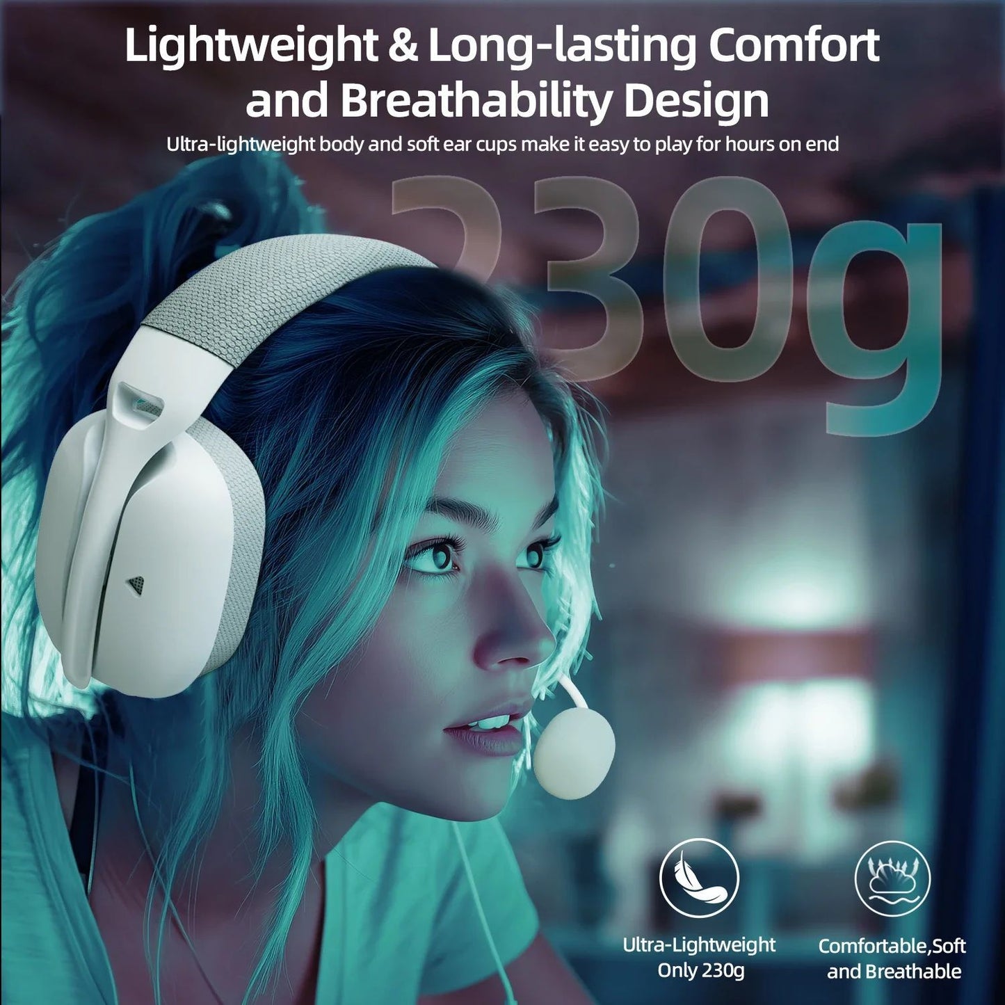 ATTACK SHARK L80PRO Low Latency Wireless Gaming Headset Tri-Mode Bluetooth Ultra-Light 40mm Drivers Headphone for PC PS5 Switch
