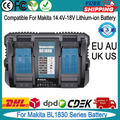Para Carregador Duplo Makita 18V 6A Plugue UK EU AU US Substituição Para Bateria de Lítio Makita 18V Para Carregador Makita DC18RC DC18RD