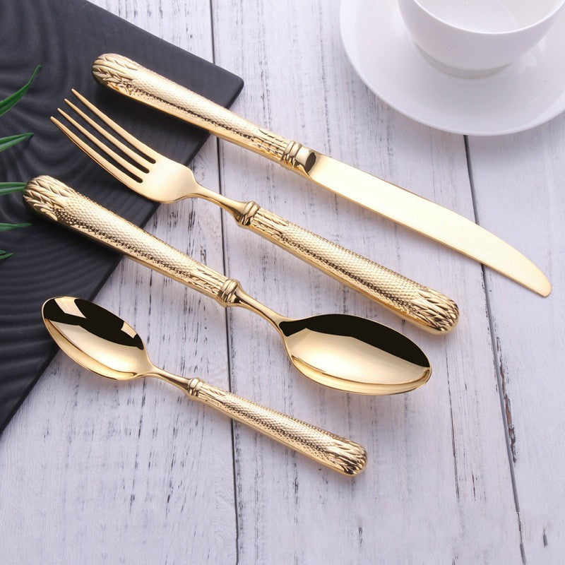 Elnoora Luxury Talheres 18/10 Aço Inoxidável Dourado Conjunto de Talheres Espelho Brilhante Conjunto de Louças Talheres Frete Grátis