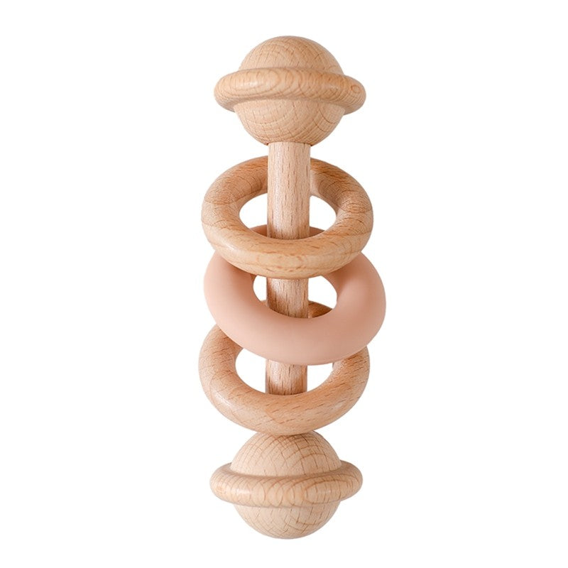 1Pc Baby Wooden Rattle Teether Toys Beech Wooden Ring Star Hand Music Rattle Teething Baby Toys Montessori Toys For Kids Gift