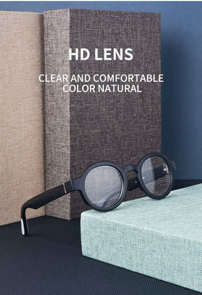 Guanhao Brand Men Reading Glasses Vintage Round Frame Clear Elderly Glasses Thick Frame Large Frame Women's Presbyopia Glasses