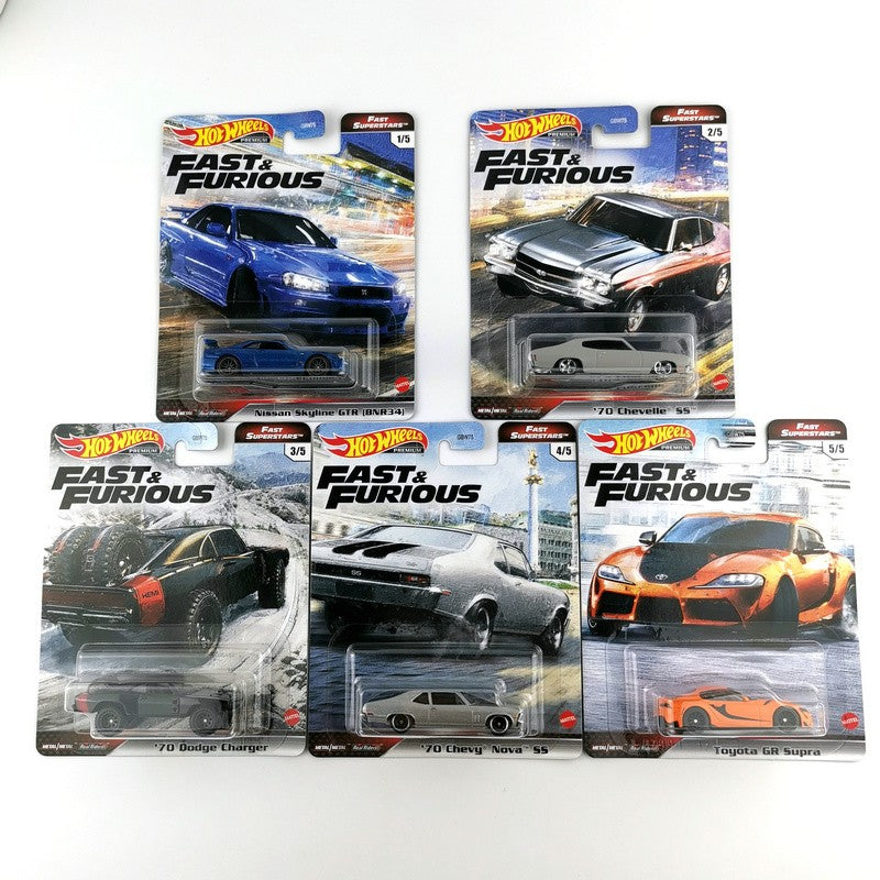 Hot Wheels Carros Velozes e Furiosos Nissan Skyline GTR BNR34 /Toyota GR Supra /Dodge Charger Coleção 1/64 Modelo Die-cast GBW75