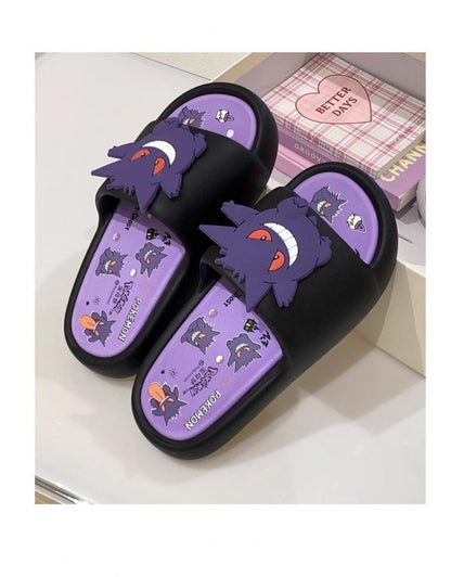 Kawaii Pokemon Anime Peripherals Gengar Cartoon Outdoor Sandals Summer Home Shoes Flip Flops Birthday Gift