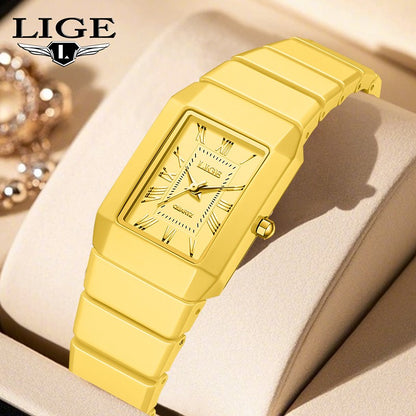 LIGE Classic Elegant Woman Watch Fashion Luxury Ceramic Strap Waterproof Casual Simple Dress Quartz Women's Watches Wristwatches