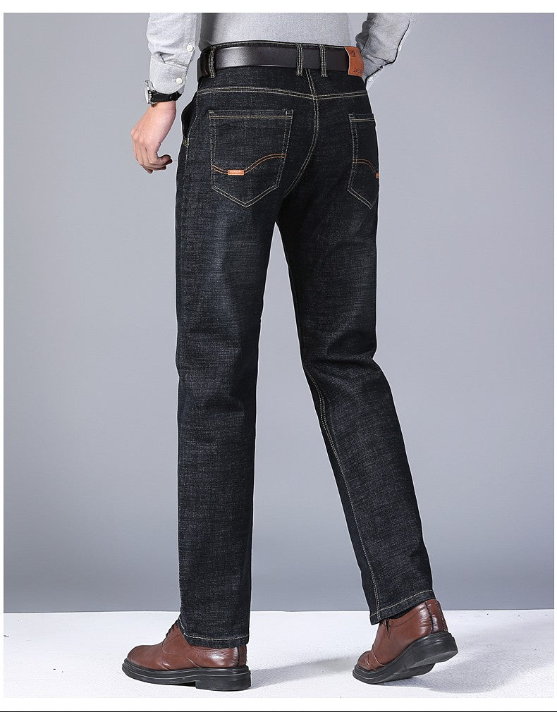 2024 NOVO Calça Jeans Masculina da Moda Business Estilo Clássico Casual Elástica Slim Jeans Masculina Marca Calças Jeans Pretas Azuis