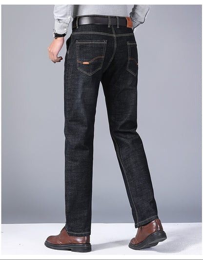 2024 NOVO Calça Jeans Masculina da Moda Business Estilo Clássico Casual Elástica Slim Jeans Masculina Marca Calças Jeans Pretas Azuis