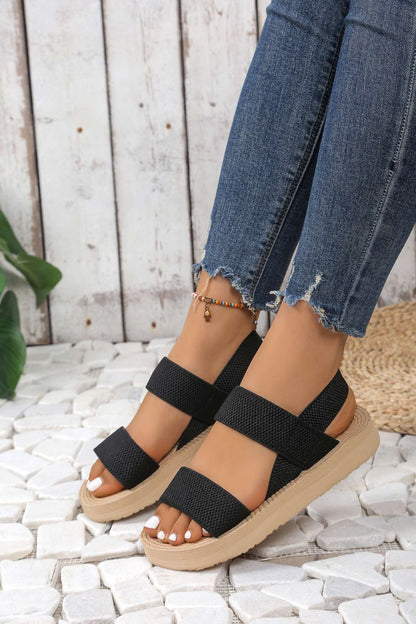 2025 Women's fashion trend anti-slip wear-resistant pure black belt soft soled high-heeled sandals shoes for women