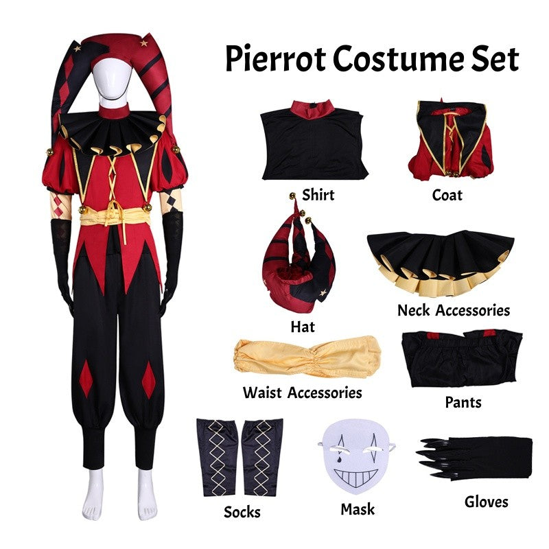 Hazbin Hotel Fizzarolli Cosplay Costume The Amazing Digital Circus Pomni Pierrot Harlequin Clown Outfit Halloween Party Costume