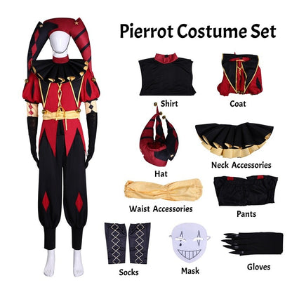Hazbin Hotel Fizzarolli Cosplay Costume The Amazing Digital Circus Pomni Pierrot Harlequin Clown Outfit Halloween Party Costume