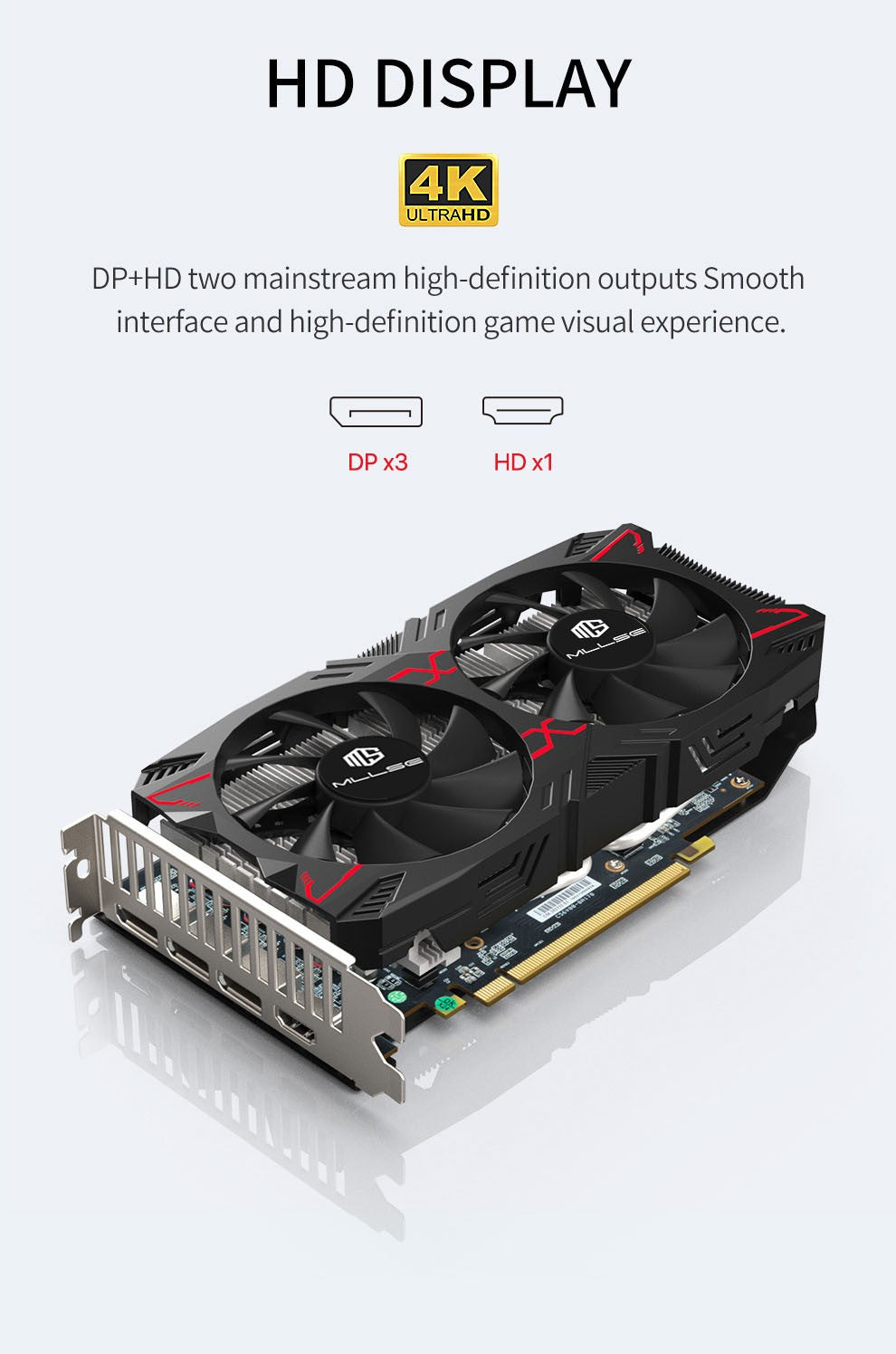 Placa de Vídeo MLLSE RX 5500 8 GB para Jogos 7 NM 128 bits GDDR6 8 pinos PCI Express 4.0 x 8 1717 MHz DP*3 Desktop