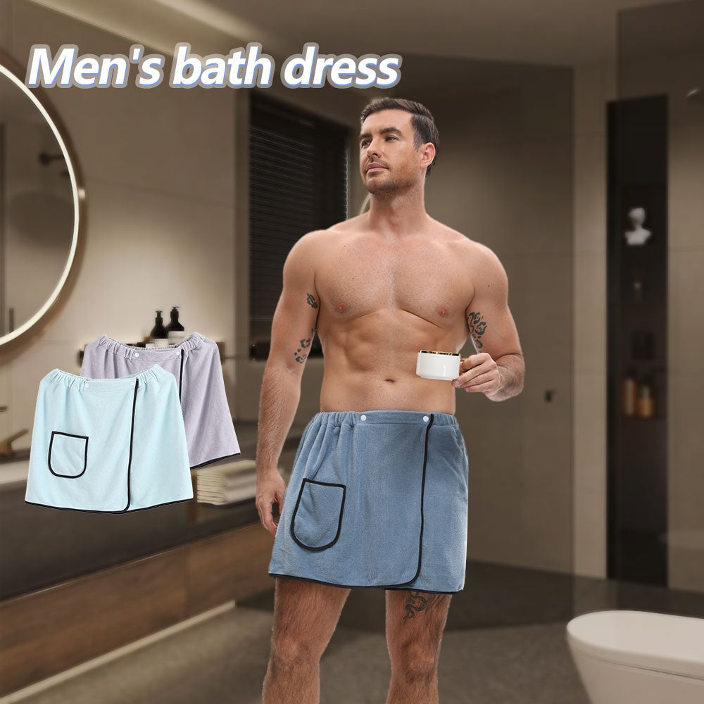 Saia de Banho Masculina de Hotel, Doméstica, Simples, Fibra Fina Ajustável, Tamanho Adequado para Homens com Peso Inferior a 90 KG.