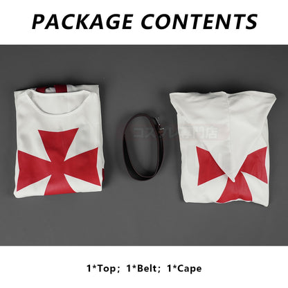 HOLOUN Medieval Knights Templar Cosplay Costume Halloween Convention Christmas Cape Top Belt